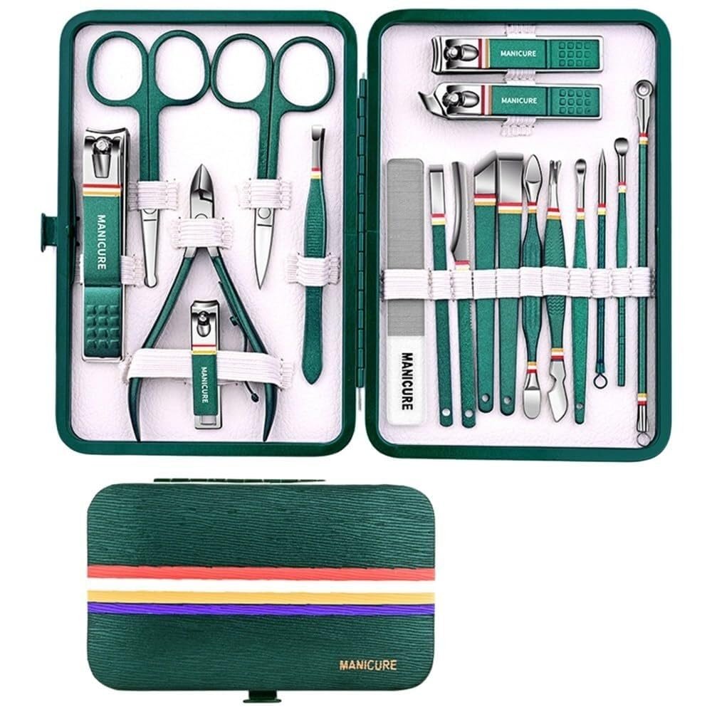 Wcxixo Nail Cutter Set Stainless Steel Nail Clippers Set with Folding Bag Manicure Kits Scissors Makeup Beauty Tool