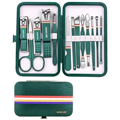 Wcxixo Nail Cutter Set Stainless Steel Nail Clippers Set with Folding Bag Manicure Kits Scissors Makeup Beauty Tool