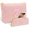 2 PCS Initial Makeup Bag, Personalized Travel Cosmetic Bag/11 12 13 14 15 16 Years Old Girl Gifts, Preppy Stuff Birthday Gifts for Women Friends, Skincare Bag, Teen Girl Gift Trendy Stuff, Red Z view 1