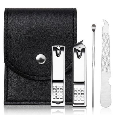 Wcxixo 4 in 1 Nail Tools Nail Clippers Ear Pick Nail File Gift Set Multifunctional Beauty Tools Nail Trimming with PU Bag