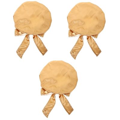 Housoutil 3pcs Satin Bow Bonnet Cap for Women Sleep Cap Bonnet Stylish Shower Hat Soft Material