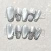 Long Luxury False Nails Press on Nails Nude Nails Tips Full Cover Glitter Fake Nails for Women and Girls Purple cat eyes (Size : S) view 1