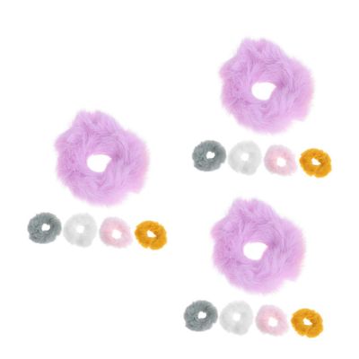 Housoutil Sets Wide Side Ponytail Holders Hair Ring Imitation Fur Hair Accessories Tiara Random
