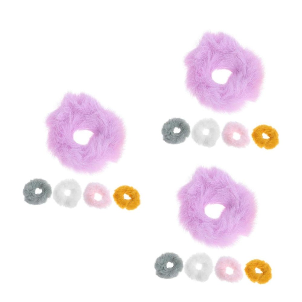 Housoutil Sets Wide Side Ponytail Holders Hair Ring Imitation Fur Hair Accessories Tiara Random