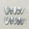 NALoRa Long Luxury False Nails Press on Nails Nude Nails Tips Full Cover Glitter Fake Nails for Women and Girls Purple cat eyes (Size : M) view 2
