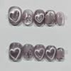 Handmade Nail Art Wearing Armor New Year's Love Cat's Eye Butterfly Purple Luxury Nails Tips Full Cover Glitter Fake Nails (Size : S) view 1