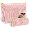 2 PCS Initial Makeup Bag, Personalized Travel Cosmetic Bag/11 12 13 14 15 16 Year Old Girl Gifts, Preppy Stuff Birthday Gifts for Women Friends, Skincare Bag, Teen Girl Gift Trendy Stuff, Red C view 1