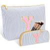 2 PCS Initial Makeup Bag, Personalized Travel Cosmetic Bag/11 12 13 14 15 16 Year Old Girl Gifts, Preppy Stuff Birthday Gifts for Women Friends, Skincare Bag, Teen Girl Gift Trendy Stuff, Blue Y view 1