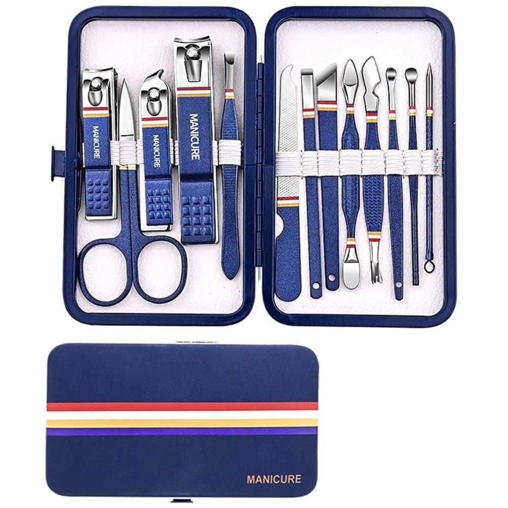 Wcxixo Nail Cutter Set Stainless Steel Nail Clippers Set with Folding Bag Manicure Kits Scissors Makeup Beauty Tool