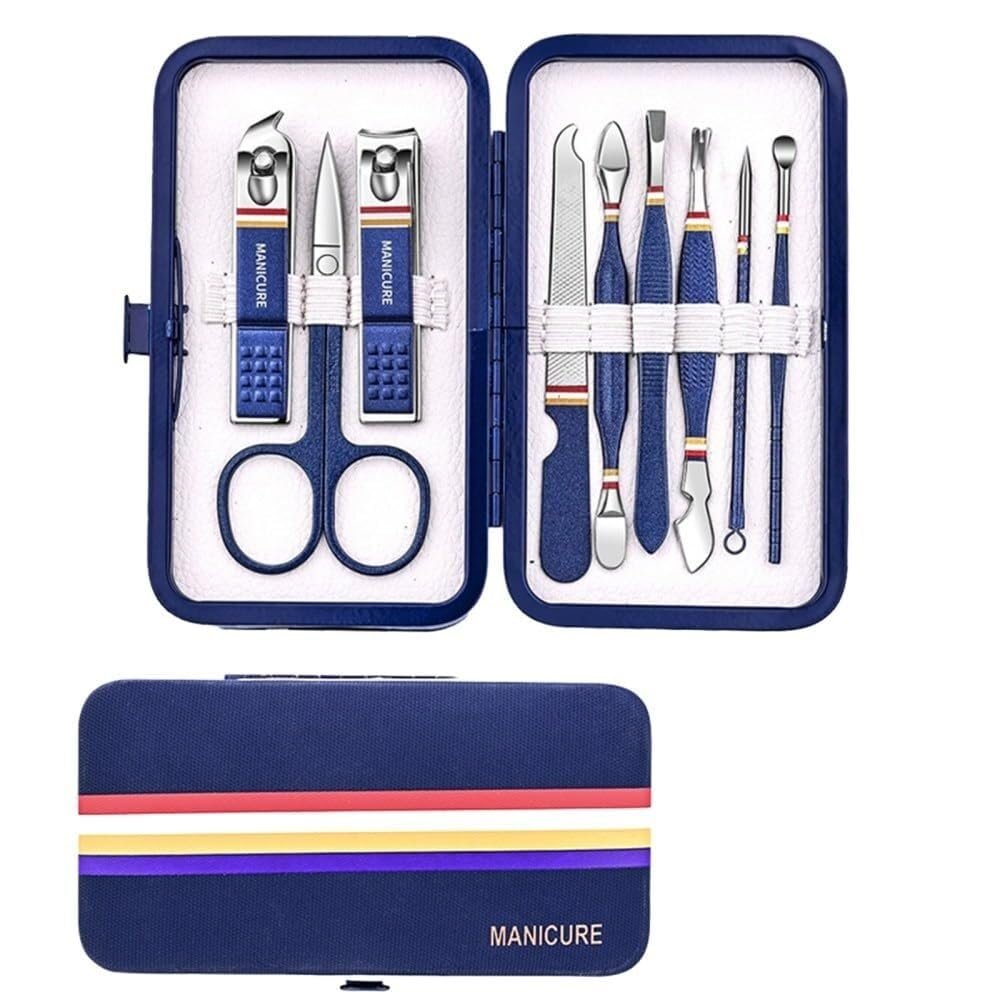 Wcxixo Nail Cutter Set Stainless Steel Nail Clippers Set with Folding Bag Manicure Kits Scissors Makeup Beauty Tool
