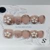 Short Luxury False Nails Pearls Press on Nails Nude Nails Tips Full Cover Glitter Fake Nails for Women and Girls Pink flowers (Size : M) view 2