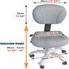 YUNYHAO Saddle Stool, Computer Work Chair, Ergonomic Gray Rolling Stool, Height Adjustable, Suitable for Dental Clinic, Bar, Kitchen, Salon Stool view 2