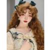 SCORRO 26in Retro Curly Long Wig with Curly Styling Bangs, Honey Brown Blonde Wavy Water Wave Lolita Wig for Women (Brown) view 2