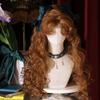 SCORRO 26in Retro Curly Long Wig with Curly Styling Bangs, Honey Brown Blonde Wavy Water Wave Lolita Wig for Women (Brown) view 3