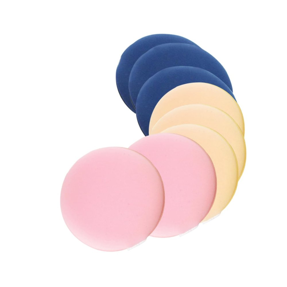Housoutil 8pcs Dual-use Makeup Sponges Dry Wet Powder Face Puff for Application for Salon Home Travel Use Includes Nude Blue and Pink Sponges
