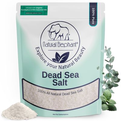 Natural Elephant Dead Sea Eucalyptus Mint Bath Salt - Bathing and Foot Soak for Energizing and Refreshing 100% Pure with Organic Eucalyptus Mint Essential Oil Medium Coarse Grain (10 lb (160 oz) Bag)