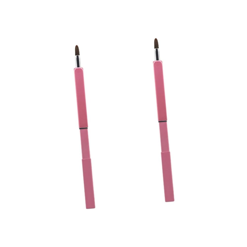 FRCOLOR 2pcs Nylon Fiber Lip Brush Retractable Design Face Makeup Tool Travel Professional Salon