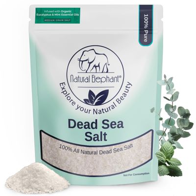Natural Elephant Dead Sea Eucalyptus Mint Bath Salt - Bathing and Foot Soak for Energizing and Refreshing 100% Pure with Organic Eucalyptus Mint Essential Oil Medium Coarse Grain (5 lb (80 oz) Bag)
