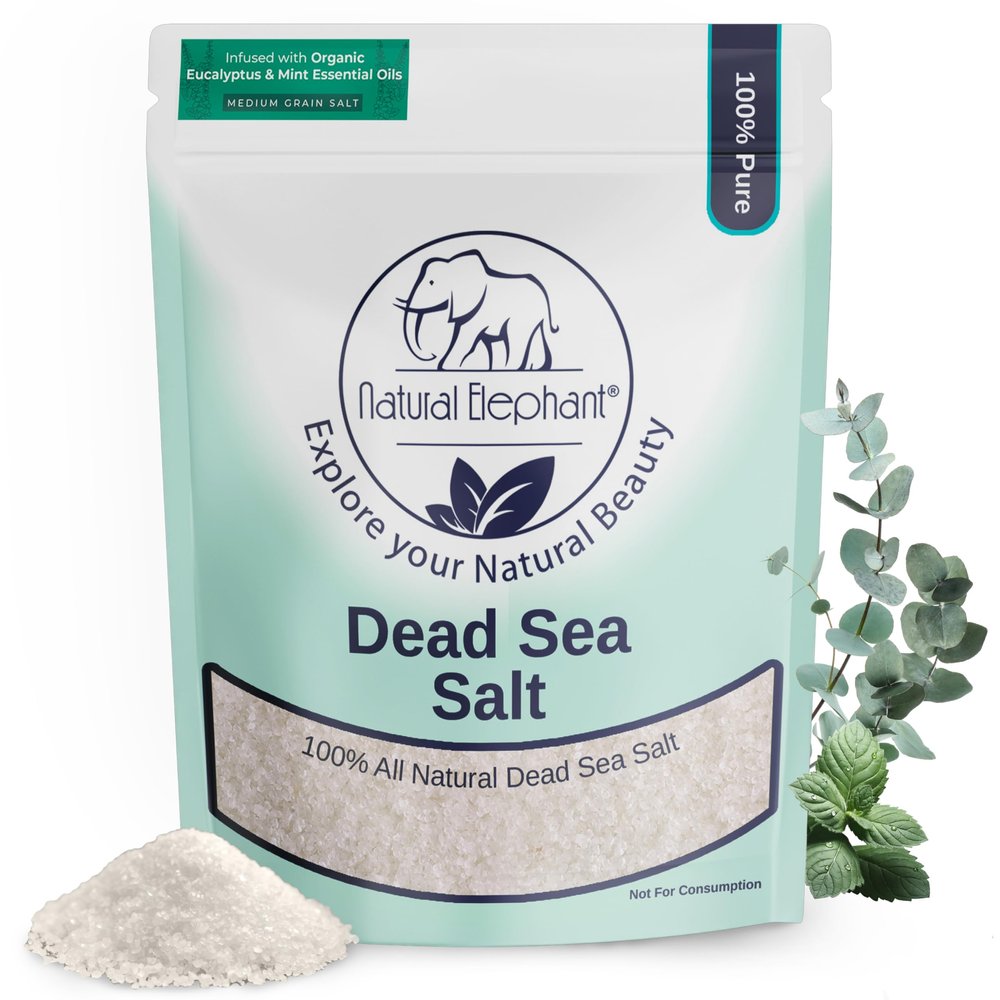 Natural Elephant Dead Sea Eucalyptus Mint Bath Salt - Bathing and Foot Soak for Energizing and Refreshing 100% Pure with Organic Eucalyptus Mint Essential Oil Medium Coarse Grain (5 lb (80 oz) Bag)