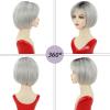 TISHINING Short White Blonde Bob Wig with Bangs for White Women Ombre Blonde Layered Straight Synthetic Hair Wig with Dark Roots Natural Chin Length Bob Wigs for Daily Party Use(10 Inch) view 3