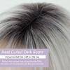 TISHINING Short White Blonde Bob Wig with Bangs for White Women Ombre Blonde Layered Straight Synthetic Hair Wig with Dark Roots Natural Chin Length Bob Wigs for Daily Party Use(10 Inch) view 4