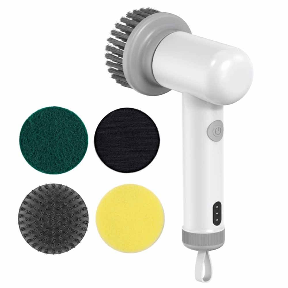 Electric Spin Scrubber Electric Cleaning Brush Cordless Power Scrubber with 3 Replaceable Brush Heads Handheld Power Shower Scrubber for Bathtub, Floor, Wall, Tile, Toilet, Window, Sink - White