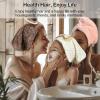 Jseng Microfiber Hair Towel Caps for Women with Cute Bowtie, 2Packs Fast Drying Hair Towel Caps for Curly Long Wet Hair Anti Frizz view 2