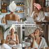 Jseng Microfiber Hair Towel Caps for Women with Cute Bowtie, 2Packs Fast Drying Hair Towel Caps for Curly Long Wet Hair Anti Frizz view 3