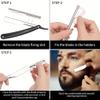UM Supplies Straight Razors for Men  Professional Barber Straight Edge Razor Kit with 10 Replaceable Insert Single Edge Blades - Navajas Para Barbero (Black Slideout) view 2