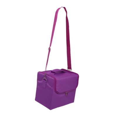 1pc Organizer Storage Multi-Layer Multifunction Exquisite Tools Layers Cosmetic Travel Case, Purple, 29x21cm