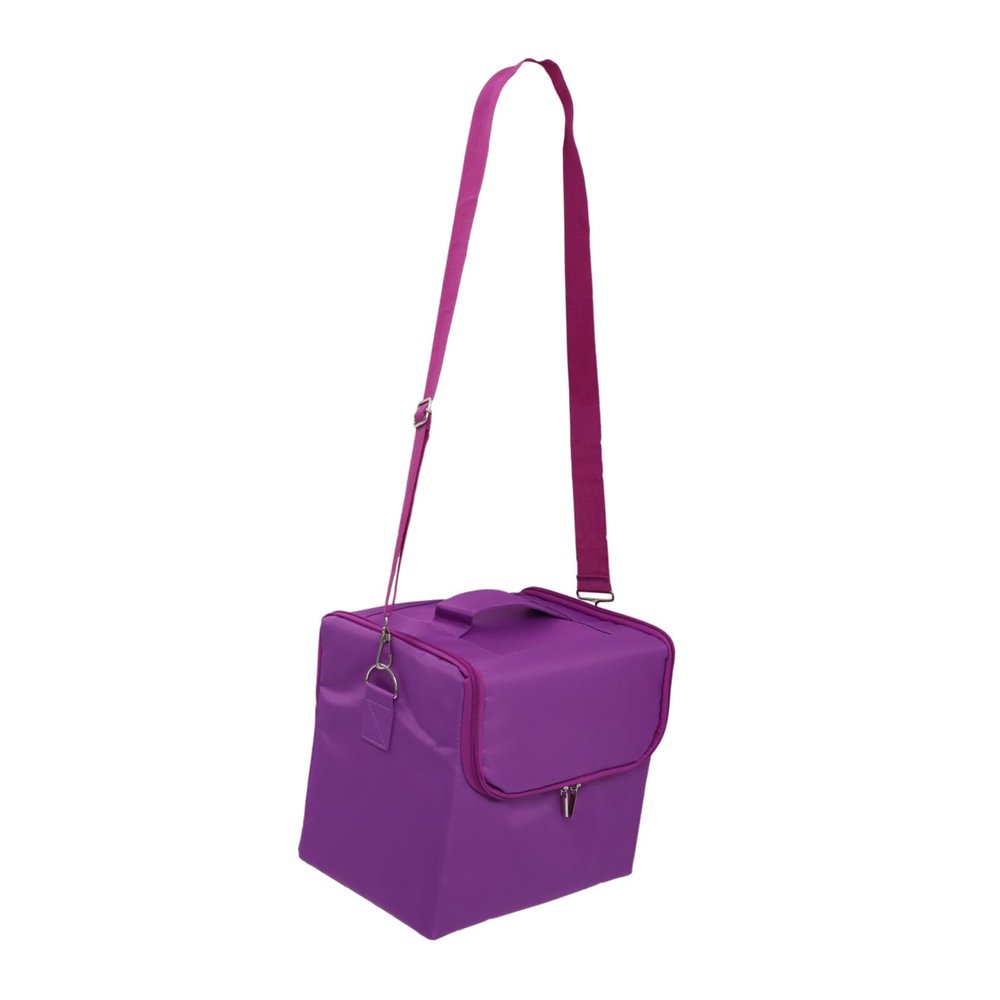 1pc Organizer Storage Multi-Layer Multifunction Exquisite Tools Layers Cosmetic Travel Case, Purple, 29x21cm