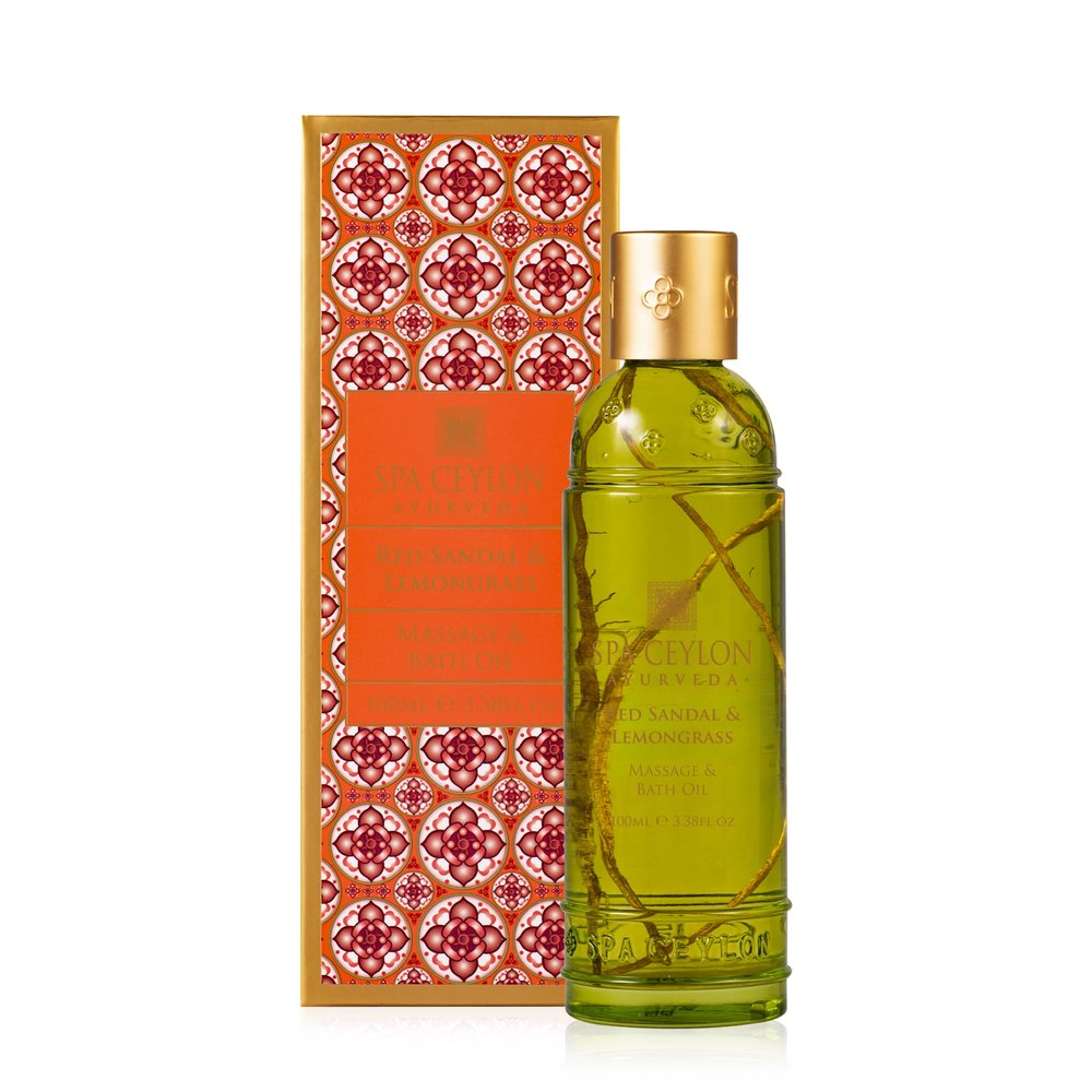 SPA CEYLON Red Sandal and Lemongrass Massage and Bath Oil | Natural Massage Oil