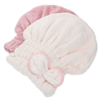DOITOOL 2pcs Hair Drying Cap Fast Absorbent Coral Fleece Shower Caps for Quick Drying for Wet Hair Bathing and Daily