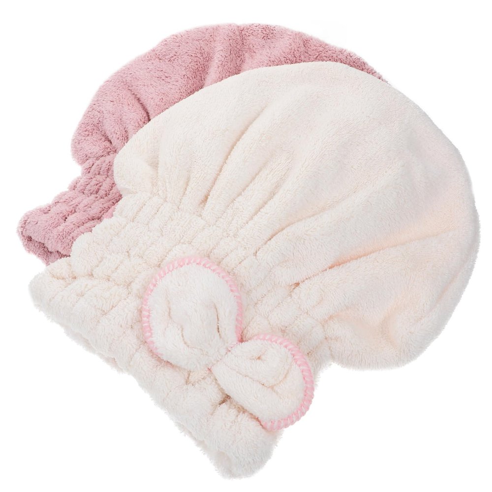 DOITOOL 2pcs Hair Drying Cap Fast Absorbent Coral Fleece Shower Caps for Quick Drying for Wet Hair Bathing and Daily