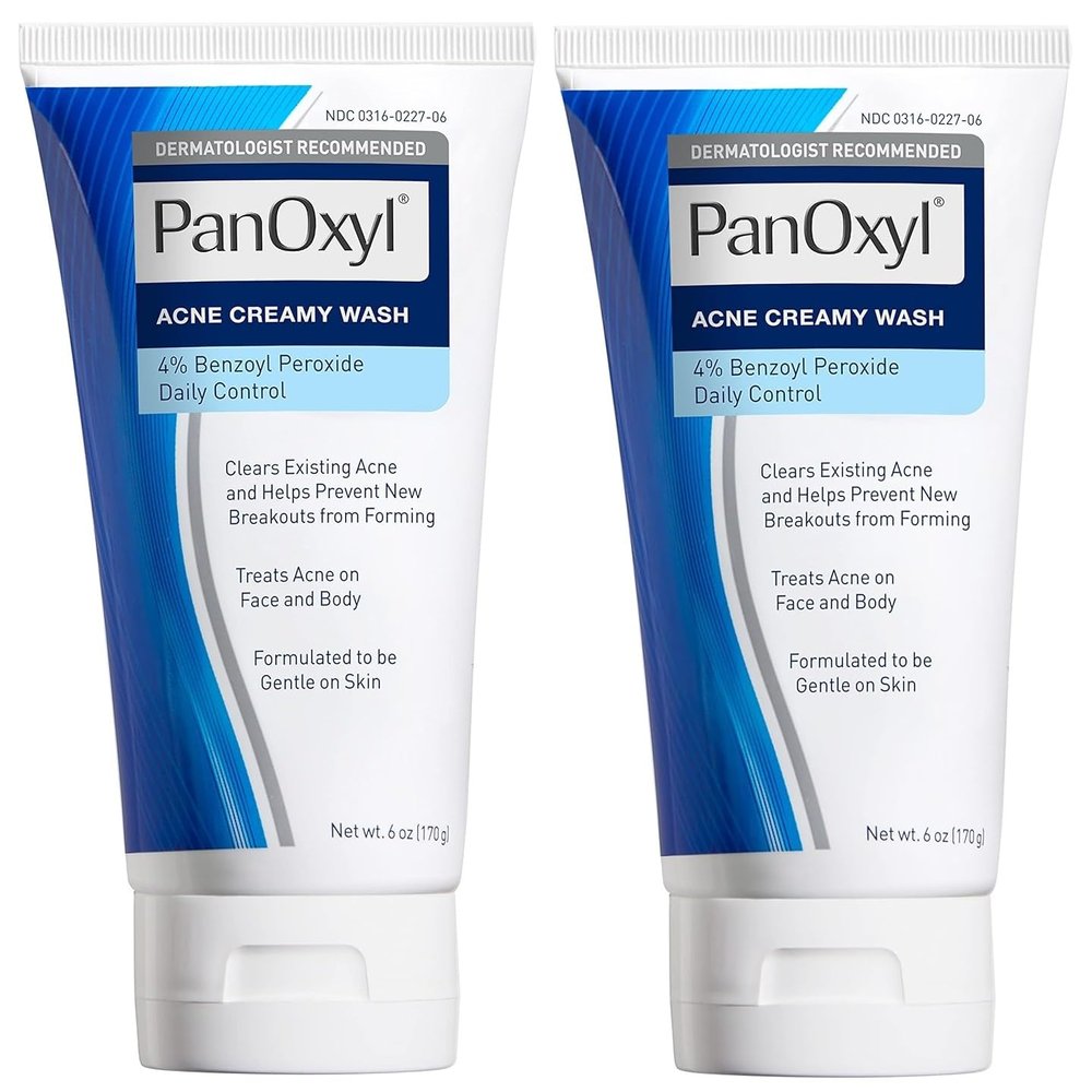 PanOxyl Antimicrobial Hydrating Acne Creamy Wash, 4% Benzoyl Peroxide, 6 Ounce (Pack of 2)