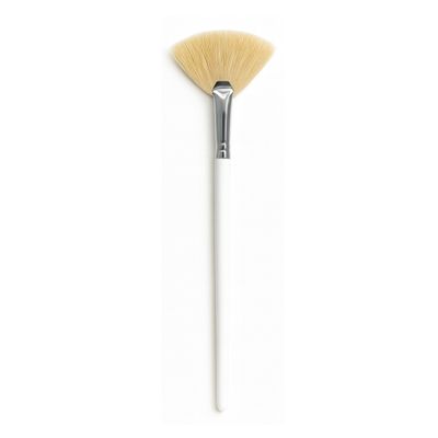 APPEARUS Natural Boar Bristle Facial Fan Brush Long Handle Esthetician Mask & Peel Applicator, Spa Tool, 8.25" Wood Handle (1 Pc)