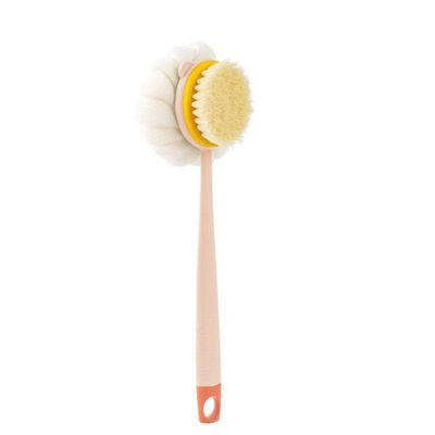1PCS Double-Sided Scrub,Long Handle Shower Brush Soft Hair Shower Brushes Exfoliator Skin Cleaning Brush(Brush,Pink)