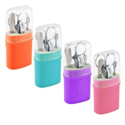 3 Pack Stainless Steel Manicure Set Grooming Kit Compact Colors Travel Case Gift Cuticle Pusher Nail Clippers Scissors File Groom Mani Pedicure Professional Nail Care Portable Travel Beauty Tools