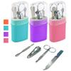 3 Pack Stainless Steel Manicure Set Grooming Kit Compact Colors Travel Case Gift Cuticle Pusher Nail Clippers Scissors File Groom Mani Pedicure Professional Nail Care Portable Travel Beauty Tools view 4