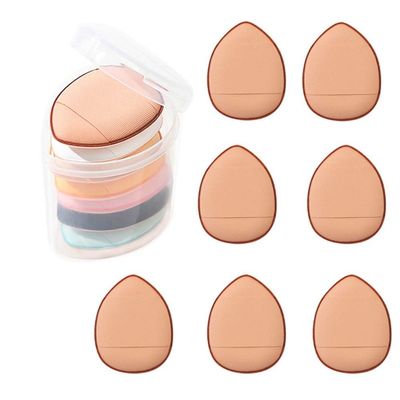 7pcs Mini Finger Puff, Mini Finger Makeup Puff Mini Triangle Makeup Puff Soft Beauty Makeup Tools for Foundation, Repair Cream(brown)