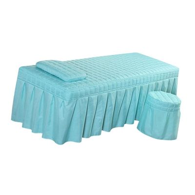 190x80cm Facial Bed Linen Massage Table Skirt Pillow Case Ottoman Cover, Blue