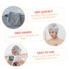 DOITOOL 2pcs Fleece Hair Drying Caps Towels for Quick Drying Lightweight and Portable for Home Use and Travel Grey Striped Design view 3
