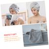 DOITOOL 2pcs Fleece Hair Drying Caps Towels for Quick Drying Lightweight and Portable for Home Use and Travel Grey Striped Design view 4