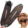 2PCS Hand Embroidered Flowers Deft Bun - Ball Hair Clip Bun Roller, Lazy Hair Curler Bun, Flowers Deft Bun Maker (#01) view 1