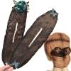 2PCS Hand Embroidered Flowers Deft Bun - Ball Hair Clip Bun Roller, Lazy Hair Curler Bun, Flowers Deft Bun Maker (#03) view 1