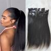 RHEANNA PU Clip In Hair Extensions Human Hair Burmese Straight Invisible Seamless Clip Ins For Black Women 100g 12inch view 1