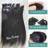 RHEANNA PU Clip In Hair Extensions Human Hair Burmese Straight Invisible Seamless Clip Ins For Black Women 100g 12inch view 3