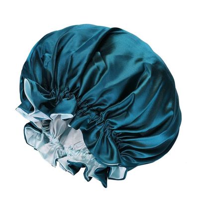 2 Pcs Satin Bonnet Hair Bonnet Double Layer Silk Sleeping Cap Night Cap for Women Curly Hair Sleeping Dark Green