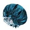2 Pcs Satin Bonnet Hair Bonnet Double Layer Silk Sleeping Cap Night Cap for Women Curly Hair Sleeping Dark Green view 1