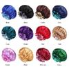 2 Pcs Satin Bonnet Hair Bonnet Double Layer Silk Sleeping Cap Night Cap for Women Curly Hair Sleeping Dark Green view 3